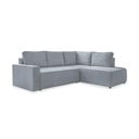 Iš kordinio velveto sulankstoma kampinė sofa šviesiai pilkos spalvos (su dešiniuoju kampu) Brave Dave – Miuform