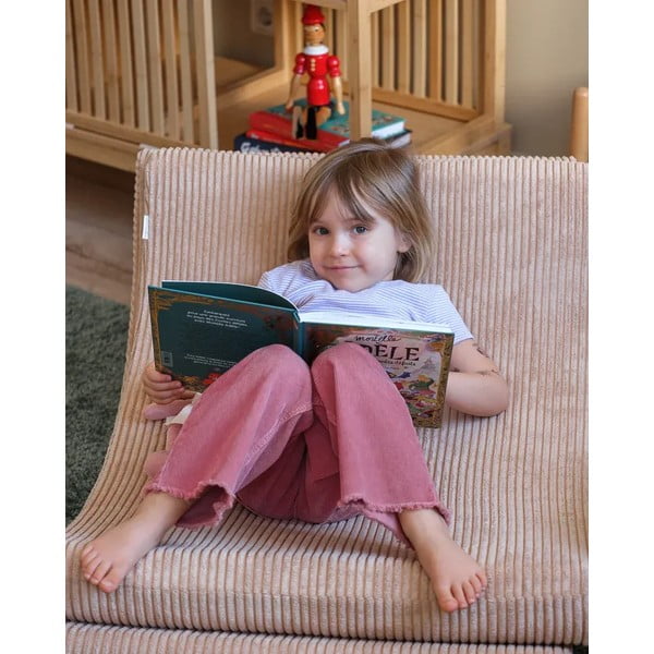 Šviesiai rudos spalvos iš kordinio velveto vaikiškas krėslas Moon – Wigiwama-image-3