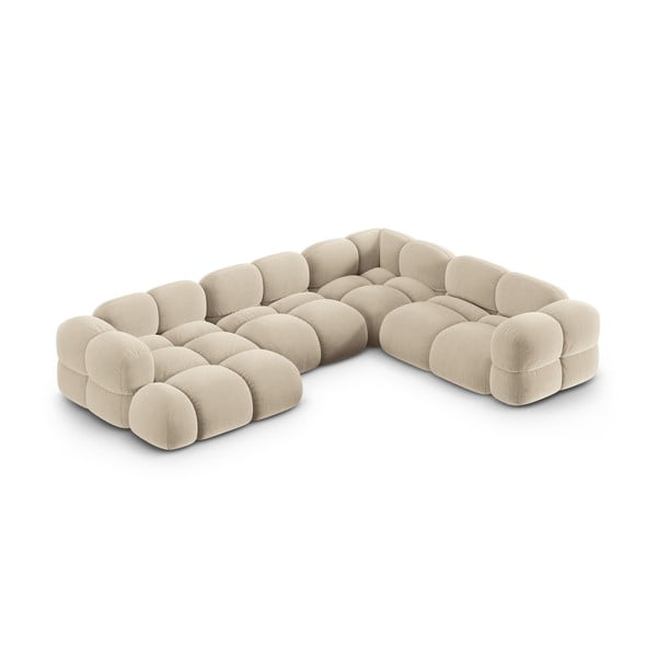 Smėlio spalvos iš velveto kampinė sofa (su dešiniuoju kampu/„U“ formos) Loretto – Cosmopolitan Design-image-2