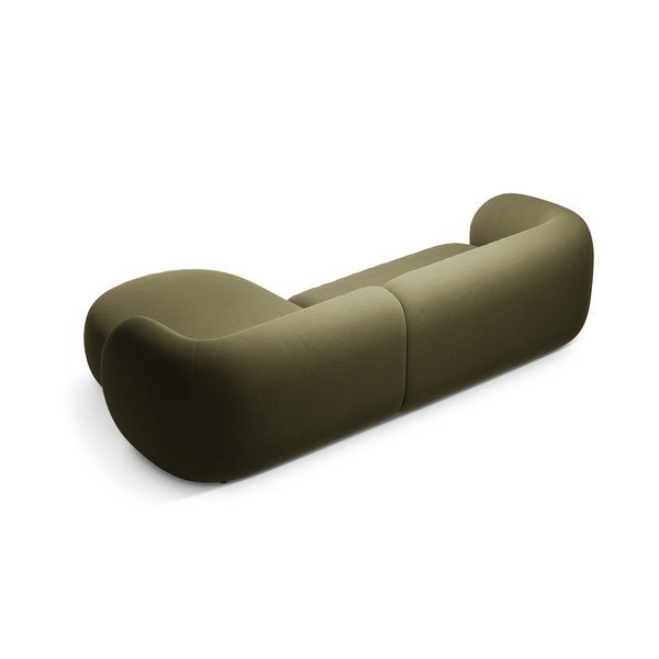 Žalios spalvos kampinė sofa iš velveto (su dešiniuoju kampu/su gultu) Kate – Micadoni -image-2