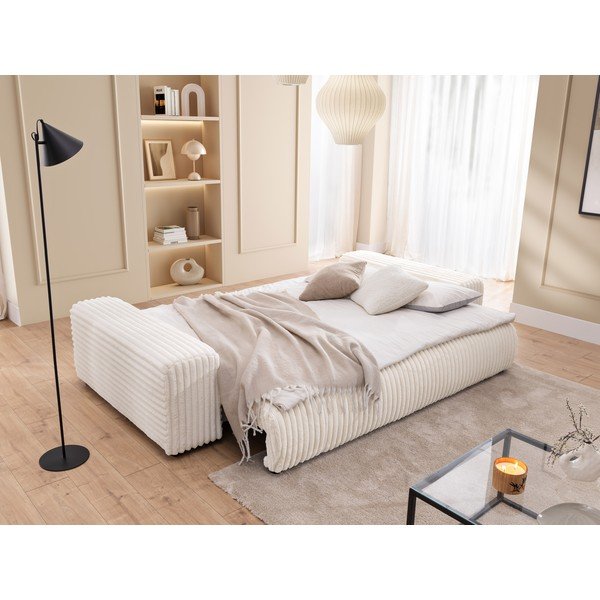 Kreminės spalvos sulankstoma/su sandėliavimo vieta sofa iš kordinio velveto 260 cm Justin  – Ropez-image-4