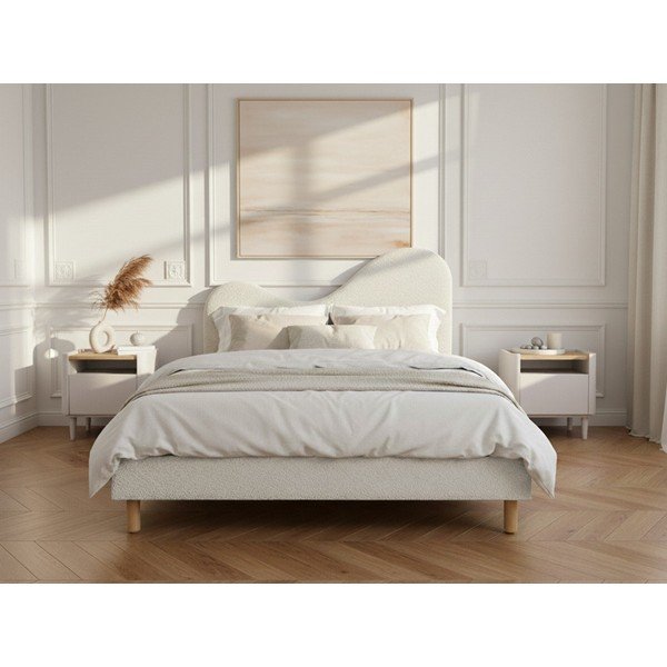 Baltos spalvos iš audinio dvigulė lova audiniu dengta su lovos grotelėmis 180x200 cm Celina – Bobochic Paris-image-4