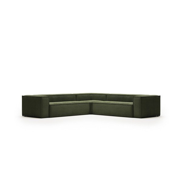 Žalios spalvos iš kordinio velveto kampinė sofa Blok – Kave Home