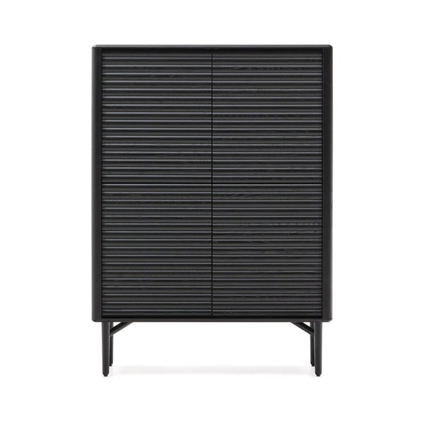 Juodos spalvos spintelė iš ąžuolo 104,5x144x40 cm Lenon – Kave Home