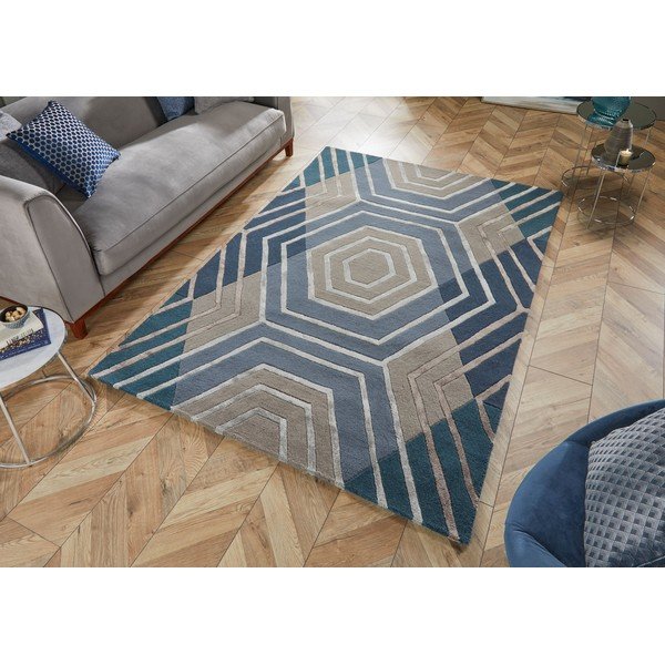 Mėlynos spalvos vilnonis kilimas Flair Rugs Harlow, 160 x 230 cm-image-4