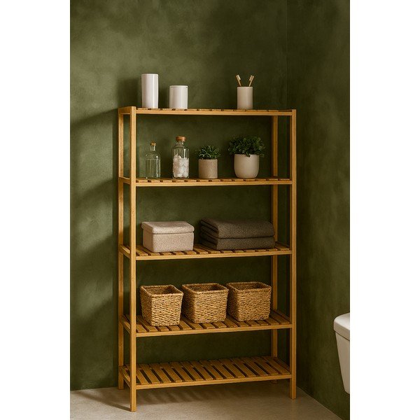 Natūralios spalvos iš bambuko vonios lentyna 60x130 cm Skaren – Bonami Essentials-image-1