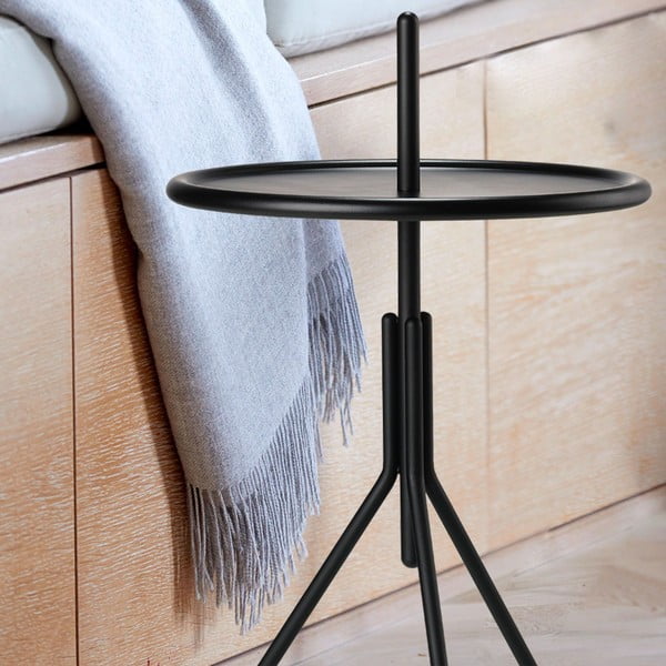 Juodos spalvos metalinis staliukas Zone Inu, ø 33,8 cm-image-1
