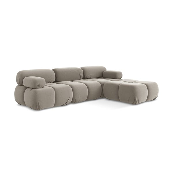 Smėlio spalvos iš velveto modulinė kampinė sofa Lokua – Makamii-image-3