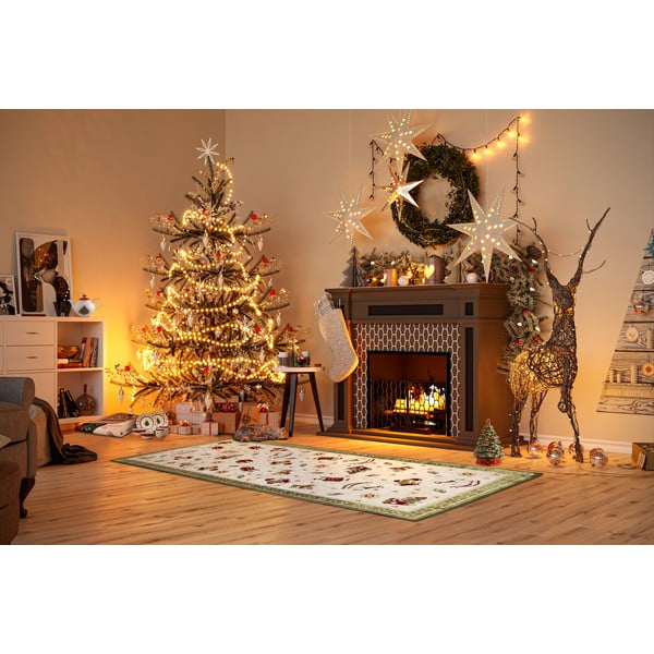 Iš medvilnės mišinio kilimas žalios spalvos su Kalėdų motyvu 80x200 cm Toy's Delight Green Christmas – Villeroy&Boch-image-1