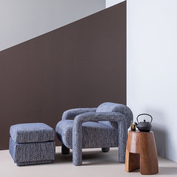 Pilkai mėlynos spalvos iš audinio taburetė Lou – WOOOD-image-3