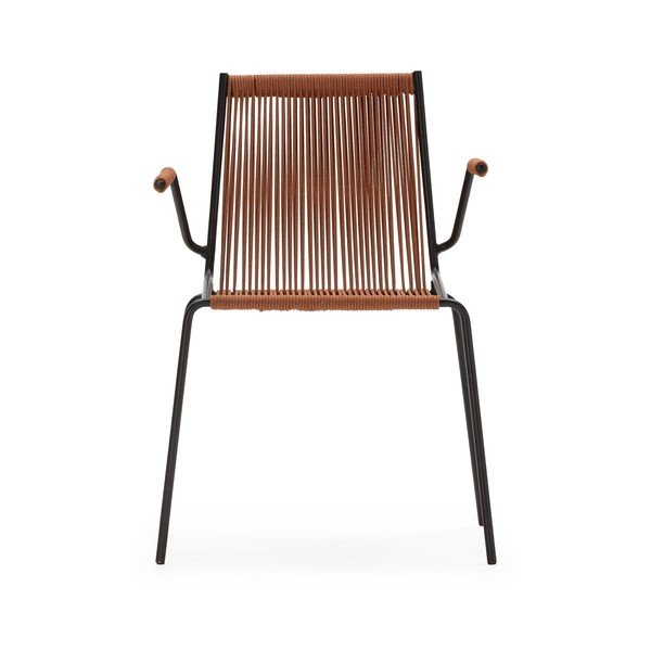 Terakotos spalvos iš metalo valgomojo kėdės su porankiais/galima dėti viena ant kitos 2 vnt. Emily – Marckeric-image-4