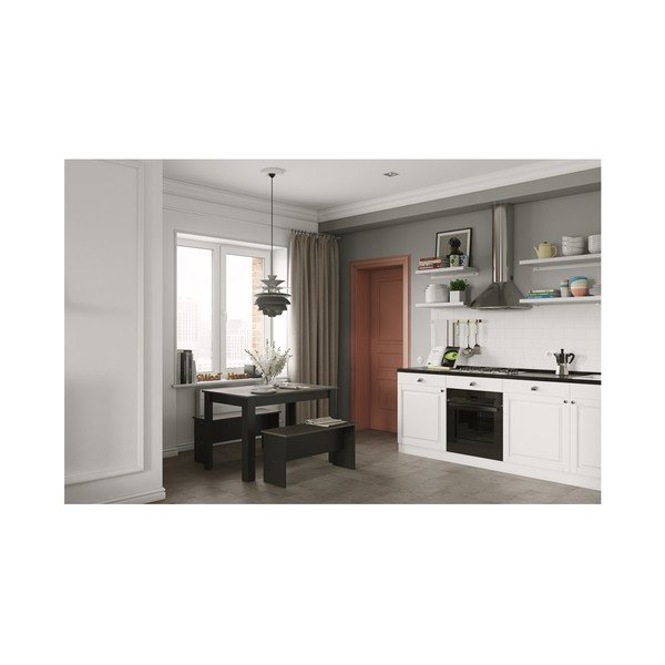 Juodos spalvos valgomojo stalo ir 2 suolų su betoniniu stalviršiu rinkinys TemaHome Nice-image-1