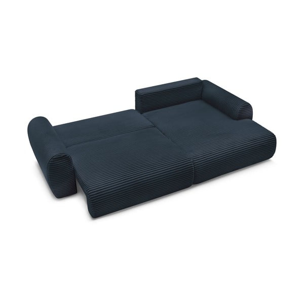 Iš kordinio velveto sulankstoma kampinė sofa tamsiai mėlynos spalvos (su dešiniuoju kampu) Lucien – Bobochic Paris-image-4