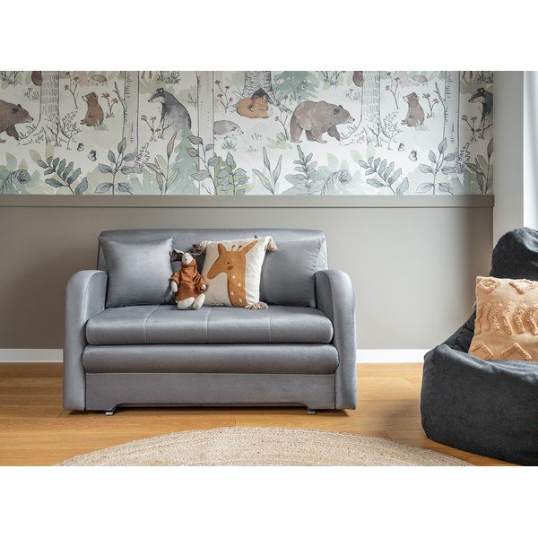 Šviesiai pilkos spalvos iš velveto sulankstoma sofa 130 cm Ario – ELTAP-image-1
