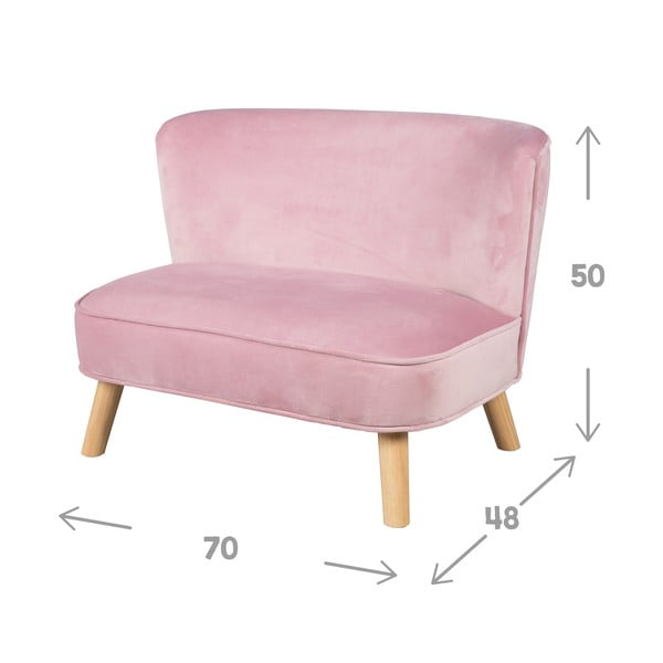 Vaikiška sofa šviesiai rožinės spalvos iš velveto 70 cm Lil Sofa – Roba-image-4