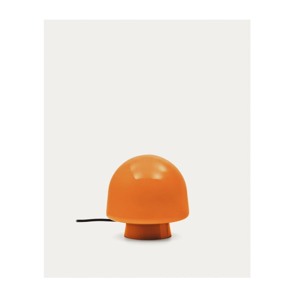 Oranžinės spalvos stalinis šviestuvas (aukštis 20 cm) su stiklo gaubtu Reig – Kave Home-image-3