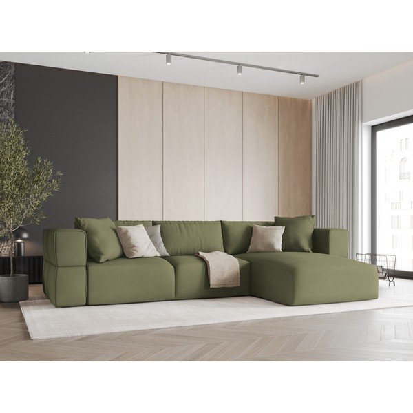 Kampinė sofa šviesiai žalios spalvos (su dešiniuoju kampu) Esther – Milo Casa-image-1