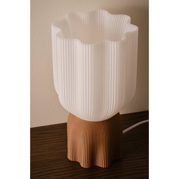 Baltos spalvos/rudos spalvos iš plastiko stalinis šviestuvas (aukštis 27 cm) Camier – Jotex-image-2