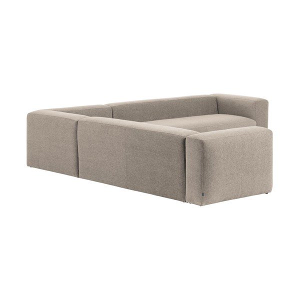 Smėlio spalvos iš šenilinio audinio kampinė sofa Blok – Kave Home-image-4
