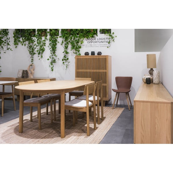 Prailginamas valgomojo stalas natūralios spalvos su ąžuolo dekoro stalviršiu 100x190 cm Gallina – Unique Furniture-image-2