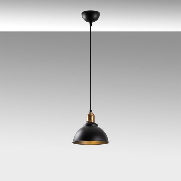 Juodos spalvos kabantis šviestuvas ø 21 cm su metaliniu gaubtu Varzan – Opviq lights-image-4