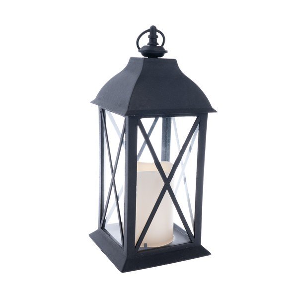 Juodos spalvos LED žibintas reikia baterijų (aukštis 30,5 cm) – Dakls