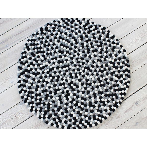 Juodai baltas vilnos kilimas Wooldot Ball Rugs, ⌀ 120 cm-image-1