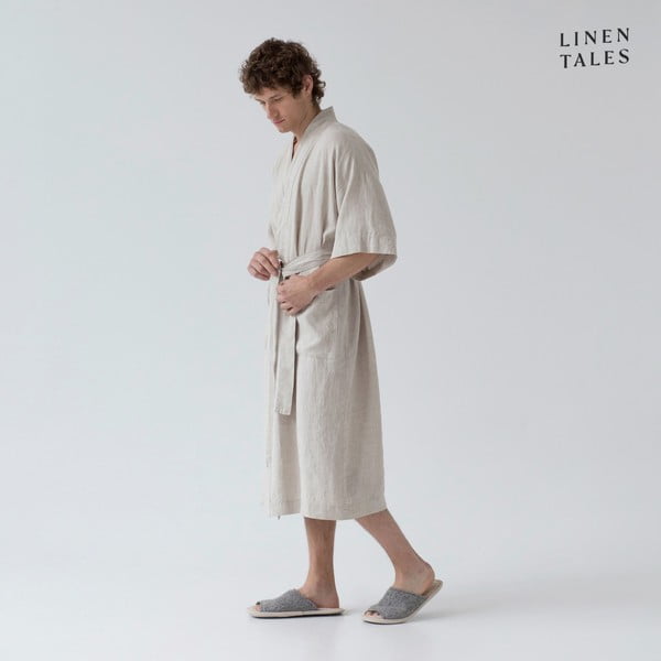 Smėlio spalvos lininis chalatas L/XL dydžio Summer - Linen Tales-image-2