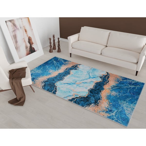 Mėlyna/auksinė kiliminė danga 200x80 cm - Vitaus-image-1