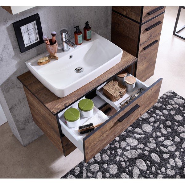 Rudas ąžuolo vonios kambario stalviršis 73x45 cm Set 374 - Pelipal-image-4