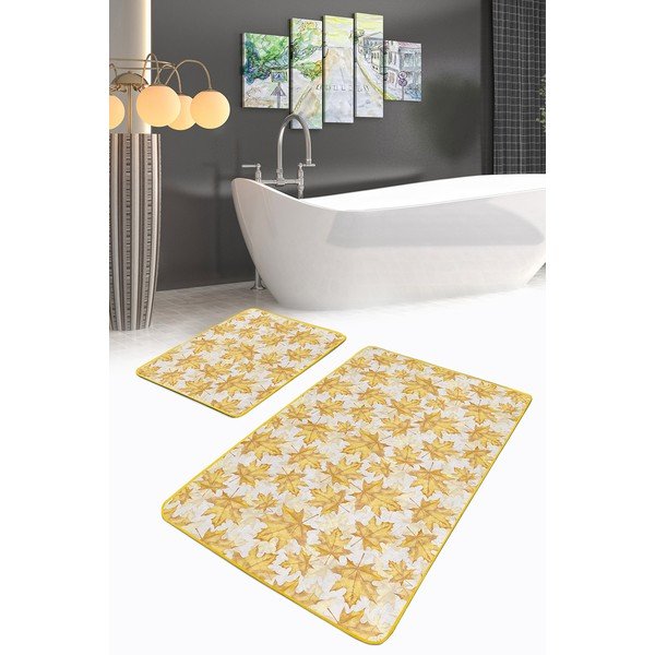 Vonios kilimėliai geltonos spalvos 2 vnt. 60x100 cm – Mila Home-image-2