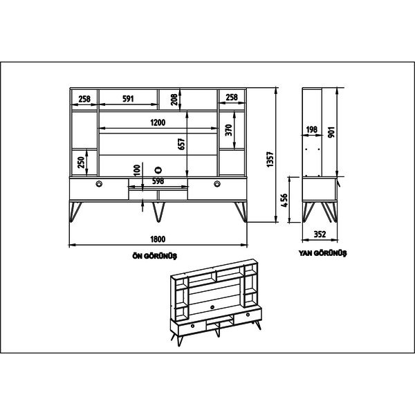 Pilkai rudas riešutmedžio spalvos 180x136 cm televizoriaus komplektas Lorenz - Kalune Design-image-4