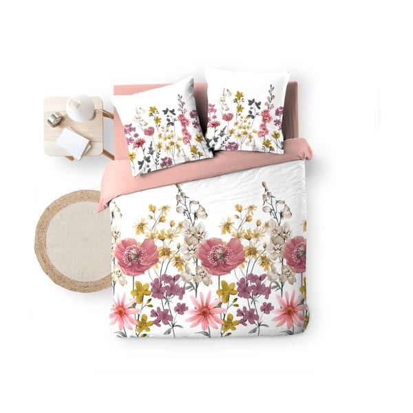 Iš muslino dvigulė/itin ilga patalynė baltos spalvos/rožinės spalvos 240x260 cm Rosine – douceur d'intérieur-image-2