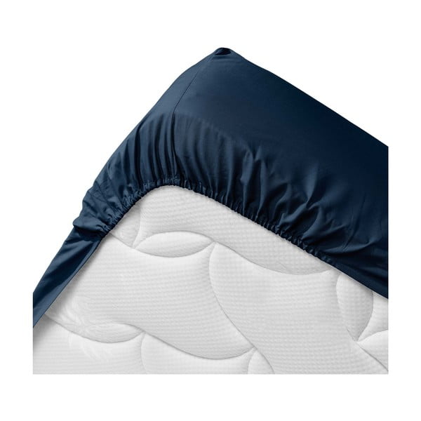 Paklodė iš organiškos medvilnės tamsiai mėlynos spalvos su guma 140x190 cm Biolina – douceur d'intérieur-image-3