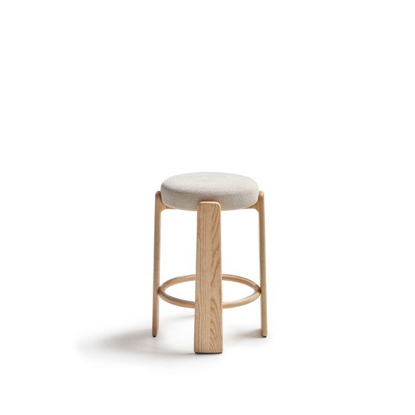 Smėlio spalvos/šviesios natūralios spalvos iš uosio masyvo baro taburetė (sėdynės aukštis 75 cm) Granite – Kave Home-image-2