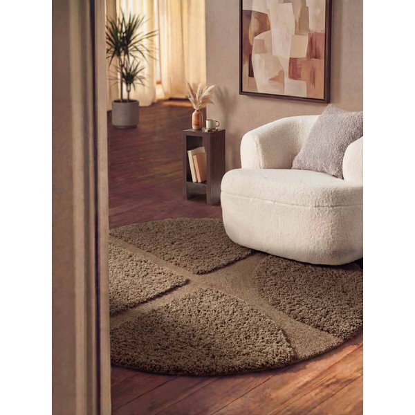 Rankų darbo rudos spalvos apvalios formos kilimas ø 160 cm Lambeth Jasper – Ted Baker-image-1