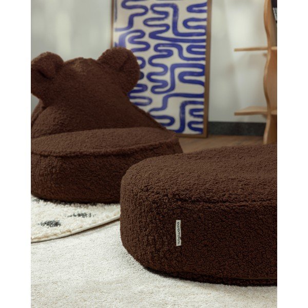 Tamsiai rudos spalvos vaikiškas pufas iš boucle Warm Hazel – Wigiwama-image-4