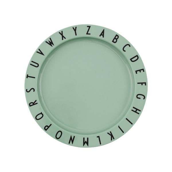 Žalia vaikiška desertinė lėkštė Design Letters Eat & Learn, ø 20 cm