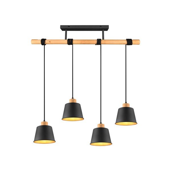 Kabantis šviestuvas juodos spalvos/natūralios spalvos ø 18 cm su metaliniu gaubtu Harris – Trio-image-2