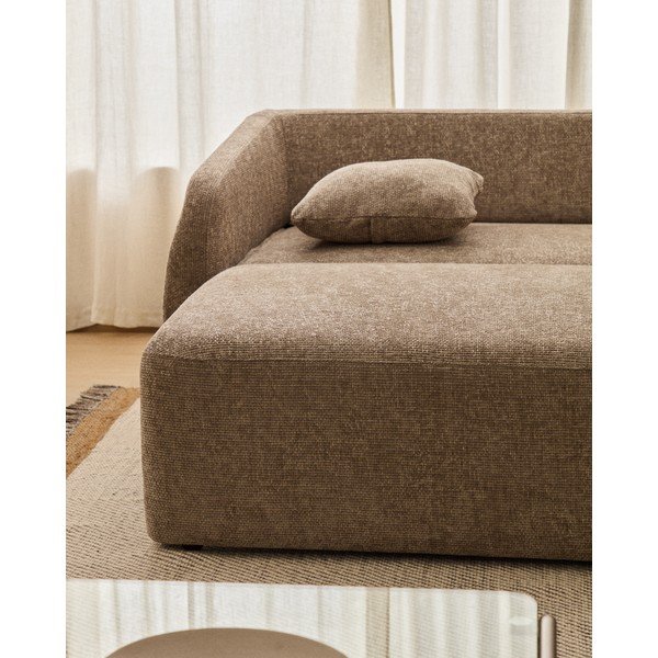 Taupe spalvos sulankstoma kampinė sofa iš šenilinio audinio (su dešiniuoju kampu/su gultu) Laira – Kave Home-image-4