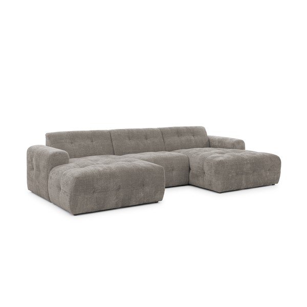 Pilkos spalvos kampinė sofa („U“ formos/su gultu) Melva – Ropez