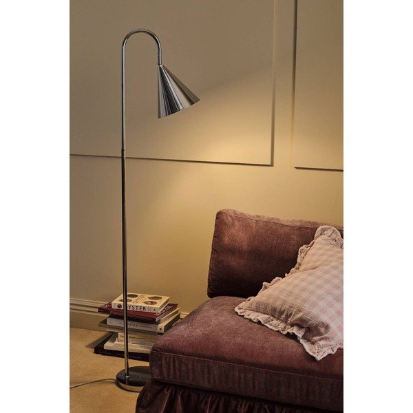 Blizgios sidabrinės spalvos iš metalo pastatomas šviestuvas su sulankstoma konstrukcija (aukštis 145 cm) Liam – Ellos Home-image-1