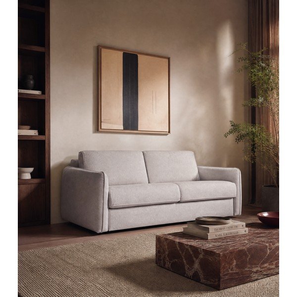Smėlio spalvos sofa miegojimui/sulankstoma iš šenilinio audinio 189 cm Storm – Scandic-image-1