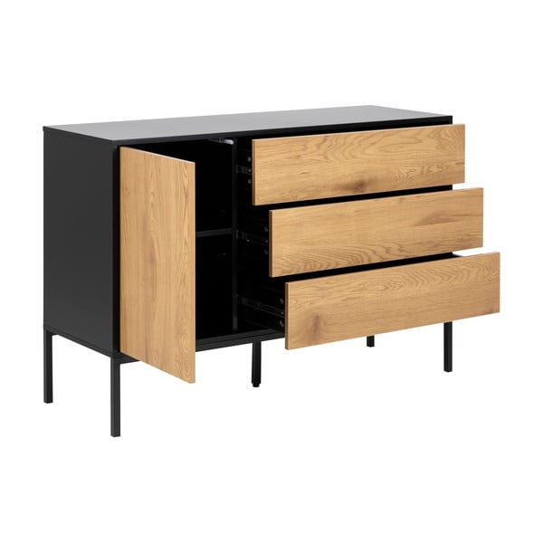 Žema šoninė spintelė juodos spalvos/natūralios spalvos iš ąžuolo 120x82 cm Seaford – Actona-image-3