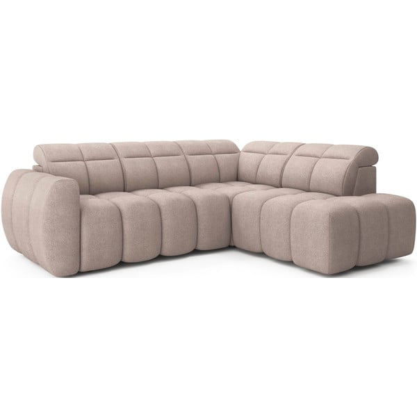 Šviesiai rudos spalvos iš boucle sulankstoma/su sandėliavimo vieta kampinė sofa (su dešiniuoju kampu/„L“ formos) Falconn – ELTAP-image-2