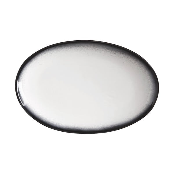 Baltos ir juodos spalvos keraminė ovali lėkštė Maxwell & Williams Caviar, 25 x 16 cm