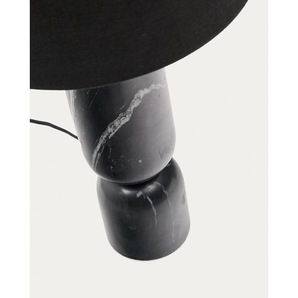 Juodos spalvos iš marmuro stalinis šviestuvas (aukštis 57 cm) su tekstiliniu gaubtu Vex – Kave Home-image-3