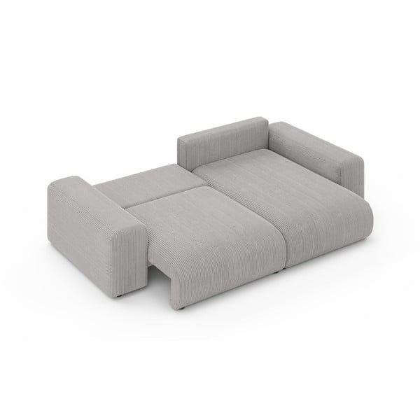 Šviesiai pilkos spalvos iš kordinio velveto sulankstoma/su sandėliavimo vieta kampinė sofa (kintama) Luma – Ropez-image-4