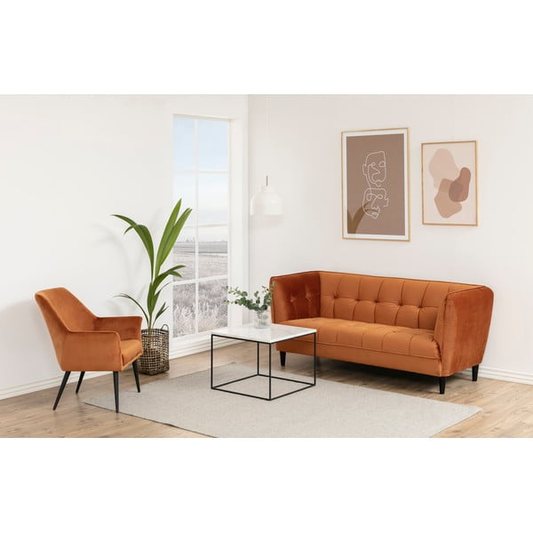 Oranžinės spalvos aksominė sofa Actona Jonna, 182 cm-image-4