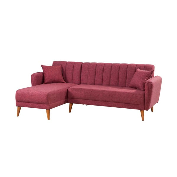 Sulankstoma kampinė sofa raudonos plytų spalvos (su kairiuoju kampu) Aqua – Balcab Home